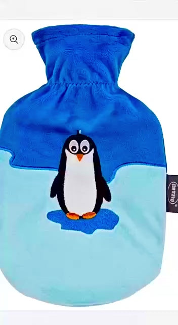 Hot Water Bottle with Plush Cover Penguin 'pino' — 0.8 L